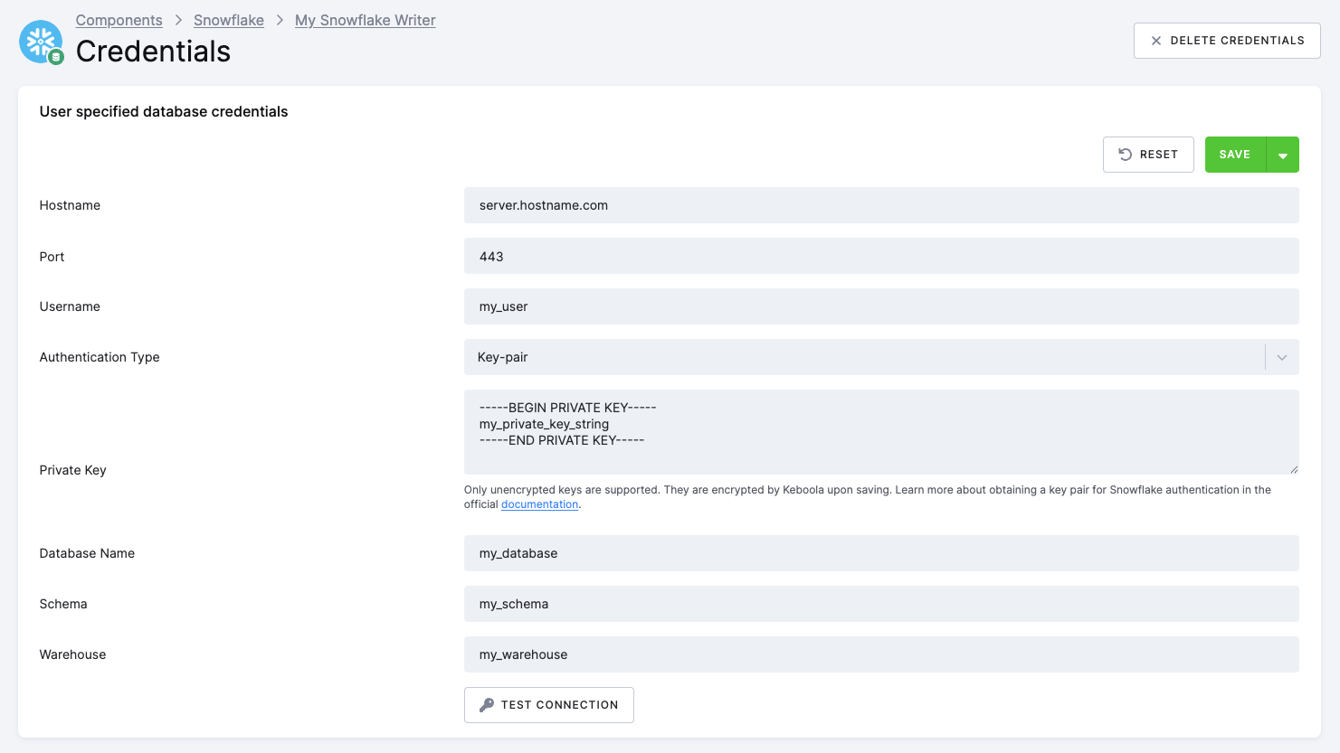 Screenshot - Own Credentials