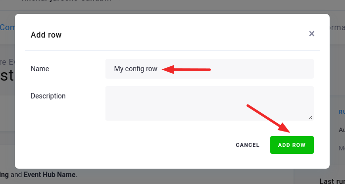 Screenshot - Add Row Modal